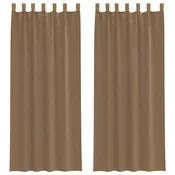 Vidaxl Voile zavese z zankami 2 kosa svetlo rjave 140x260 cm