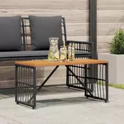 vidaXL Zunanja miza Črna 80 x 40 x 40 cm Jeklo in poli ratan