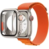 GS Komplet 2 v 1 iz najlonskega paščka in etuija za Apple Watch 7/8/9 45 mm, oranžen