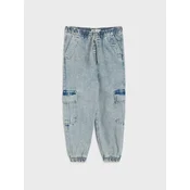 Sinsay - Jeans jogger comfort cargo sa efektom pranja - plava