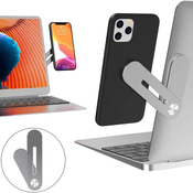 Techsuit - zložljivo držalo za telefon za prenosnik / monitor - srebrno