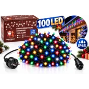FED BOŽIČNE LUČKE 100 LED 8,5 M BARVITE VEČBARVNE + BLISKAVICA ZUNANJSKA UPORABA PRIKLJUČEN DEBEL KABEL