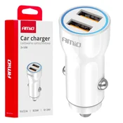 slomart AMiO avtomobilska polnilka 2x USB-A, 10,5W, bela