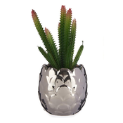 slomart dekorativna rastlina srebrna kaktus keramika plastika (8 x 20 x 8 cm)