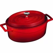 LAVA Metal Litoželezni ovalni lonec rdeče barve,4,8 l, premer 29 cm