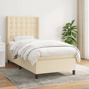 Greatstore Box spring postelja z vzmetnico krem 100x200 cm blago