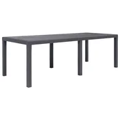 Vidaxl Vrtna miza iz plastike 220x90x72 cm izgled ratana rjava