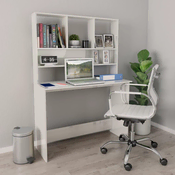 Radni stol s policama visoki sjaj bijeli 110x45x157 cm iverica