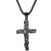 Ogrlica Tree Cross - Črna KP34111