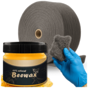 shumee Komplet BeeWax + jeklena volna za poliranje lesa, tal in pohištva 1 kg
