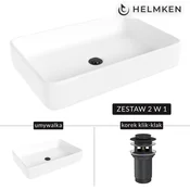 shumee Helmken 84261000 Umivalnik za pult (61,5x41) bel + zamašek Click-clack mat črn