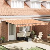 vidaXL Ročna retractibilna tenda rumena in oranžna 450x350 cm