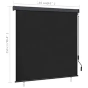 VIDAXL zunanje rolo senčilo (160x250cm), antracitno
