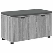 Vidaxl Haldna klop z blazino s polico Siva Sonoma 80 x 38 x 46 cm