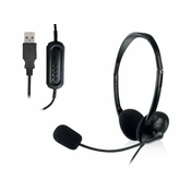 Ewent EW3568 slušalke, USB, mikrofon, črne