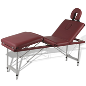 vidaXL Sklopivi masažni stol s drvenim okvirom, 4 zone, crveni