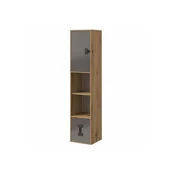 Polica Akron N111 S ladicama, S vratima, Iveral, 191x40x40cm, Tamno sivo, Craft hrast