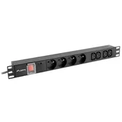 Lanberg LAE Rack PDU razdelilna letev (1U, 10A, 8x 230V, 2m kabel)