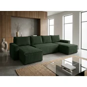 Sedežna garnitura v obliki črke U SMART COSARO 295x140 cm, temno zelena