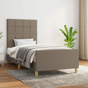 Greatstore Posteljni okvir z vzglavjem taupe 100x200 cm blago