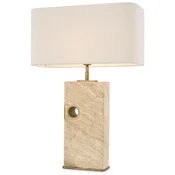 Casa Padrino luxury table lamp beige/antique brass/cream 46 x 22 x H. 68 cm - Travertine desk lamp with rectangular lampshade - Luxury table lamps - Luxury collection