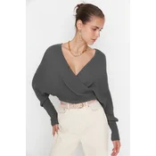 Trendyol Anthracite Double Breasted Knitted Sweater