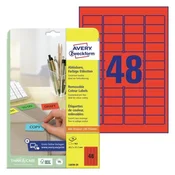 AVERY ZWECKFORM etikete za označevanje, odstranljive rdeče 45,7 x 21,2 mm - L6038-20