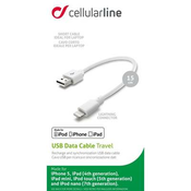 Kabel CELLULARLINE, USB na Lightning, MFI, 0,15m, bijeli