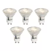 Komplet 5 GU10 50mm 3-stopenjsko zatemnitvenih LED žarnic v Kelvinih prozornih 4,9W 450 lm 2000-2700K