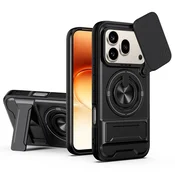 GS Ovitek za Honor 600 Pro s stojalom in pokrovom kamere za MagSafe, črn