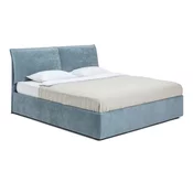 Modra oblazinjena zakonska postelja s prostorom za shranjevanje z letvenim dnom 180x200 cm Thessa Pillow – Bonami Selection