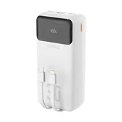 DUDAO Powerbank 30.000 mAh USB-A, USB-C, K15Max, PD 22,5 W s kabli USB-C in iPhone Lightning – bel