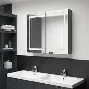 LED kupaonski ormaric s ogledalom sivi 80 x 12 x 68 cm