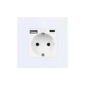 BingoElec Uticnica sa staklenim panelom i USB-A/USB-C prikljuccima 20 W, Bela