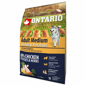 ONTARIO Dog Adult Medium piščanec s krompirjem in zelišči - 2,25 kg