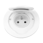 Hermetična, ploska vtičnica, okrogla, IP55, 1x2P+E(Francoska), bela