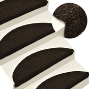 Prostirke za stepenice, samoljepljive, 15 kom, 65x21x4 cm, tamnosmede, poluokrugle, velike