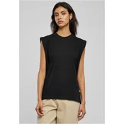 Womens organic tank top with heavy padded shoulder black