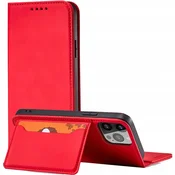 Hurtel Magnet Card ovitek za iPhone 13 Pro Max, etui, denarnica in stojalo, rdeč