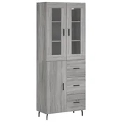 Vidaxl Visoka komoda siva sonoma 69,5x34x180 cm inženirski les