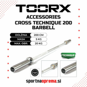 Toorx Cross Technique 200 Barbell – tehnična olimpijska palica – dolžina 200 cm, teža 5 kg, max. obr. 20 kg – po naročilu (dobava 10 do 14 dni)