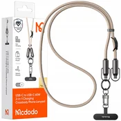 Mcdodo MCDODO TRAK ZA TELEFON OKRAJ IN VSTAVEK ZA ČEZ TELEFONA BEŽ KABEL USB-C 60 W