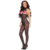 Cottelli Diamond Pattern Crotchless Catsuit with Breast Cutouts 2551918 Black S/M/L