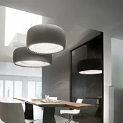 Luceplan Silenzio LED viseča luč siva O 120cm - Dnevna soba/jedilnica - Sodobni - svetlo siva - Tkanine/tekstil