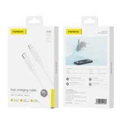 FONENG XS07 USB-C na Lightning PD 27W polnilni kabel, 1,2 m – bel