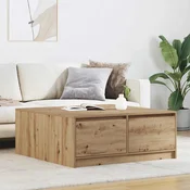 stol za kavu s ladicama artisan hrast 100x100x40 cm