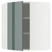 METOD Ugaoni zidni element s policama, bela/Kallarp tamna sivozelena visokog sjaja, 68x80 cm