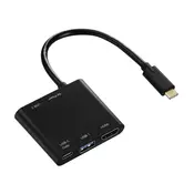 Hama adapter 3v1 (HDMI, 2x USB 3.1 in USB C), črn