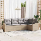 set od 5 vrtnih sofa s jastučićima bež Poly ratan