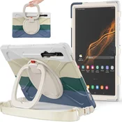 Nikcorp Vzdržljiv ovitek za Samsung Galaxy Tab S8/S7 11, 360° vrtljivo stojalo, ročaj in ramenski pas, barvit